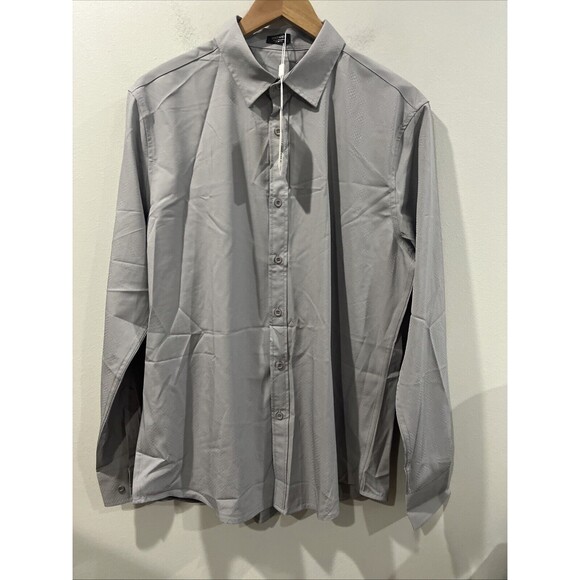 Gray Button Down Shirt Men's Medium  Lightweight Textured Coofandy - Picture 1 of 5